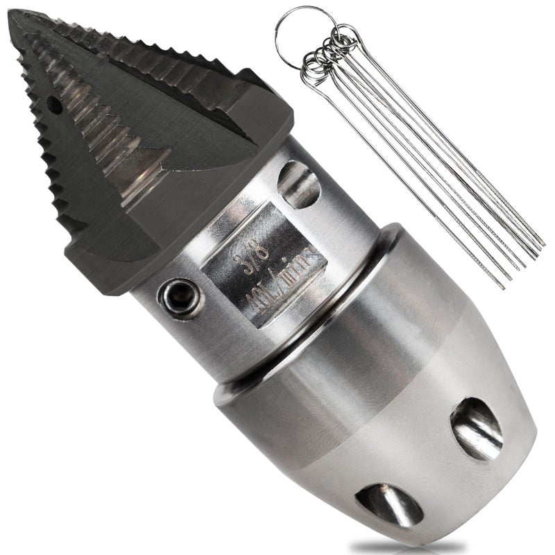 ZZHANFF 3/8 npt Sewer Jetter Nozzle for 2900 PSI, 40 L/min Pressure Washer - Stainless Steel, Quickly Rotating for Municipal Drain Pipe Cleaning (Black Head, Quenched) - Image 1