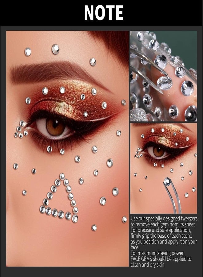 DAZZLIQ 4 Sheets Face Gems & Pearl Stickers Kit Self Adhesive Rhinestone Jewels with Tweezer Glitter Festival Makeup Sticker for FaceDecor, Hair, Nail Art, Crafts & DIY | Rhinestone Sticker for Faces, Eye, Makeup, Body - Image 5
