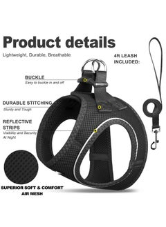 fida Fida Cat Harness and Leash Set for Walking Kitten and Puppy, Escape Proof Kitten Harness with Breathable Lightweight Soft Mesh, Adjustable Reflective Step-in Design for Kitten and Puppy.(XXXS, Black)  - Image 2