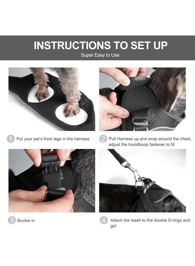 فيدا طقم حزام ومقود للقطط من فيدا للمشي مع القطط الصغيرة والجراء، حزام مقاوم للهروب للقطط مع شبكة ناعمة خفيفة الوزن وجيدة التهوية، تصميم عاكس قابل للتعديل للقطط الصغيرة والجراء. (XXXS، أسود) - Image 5