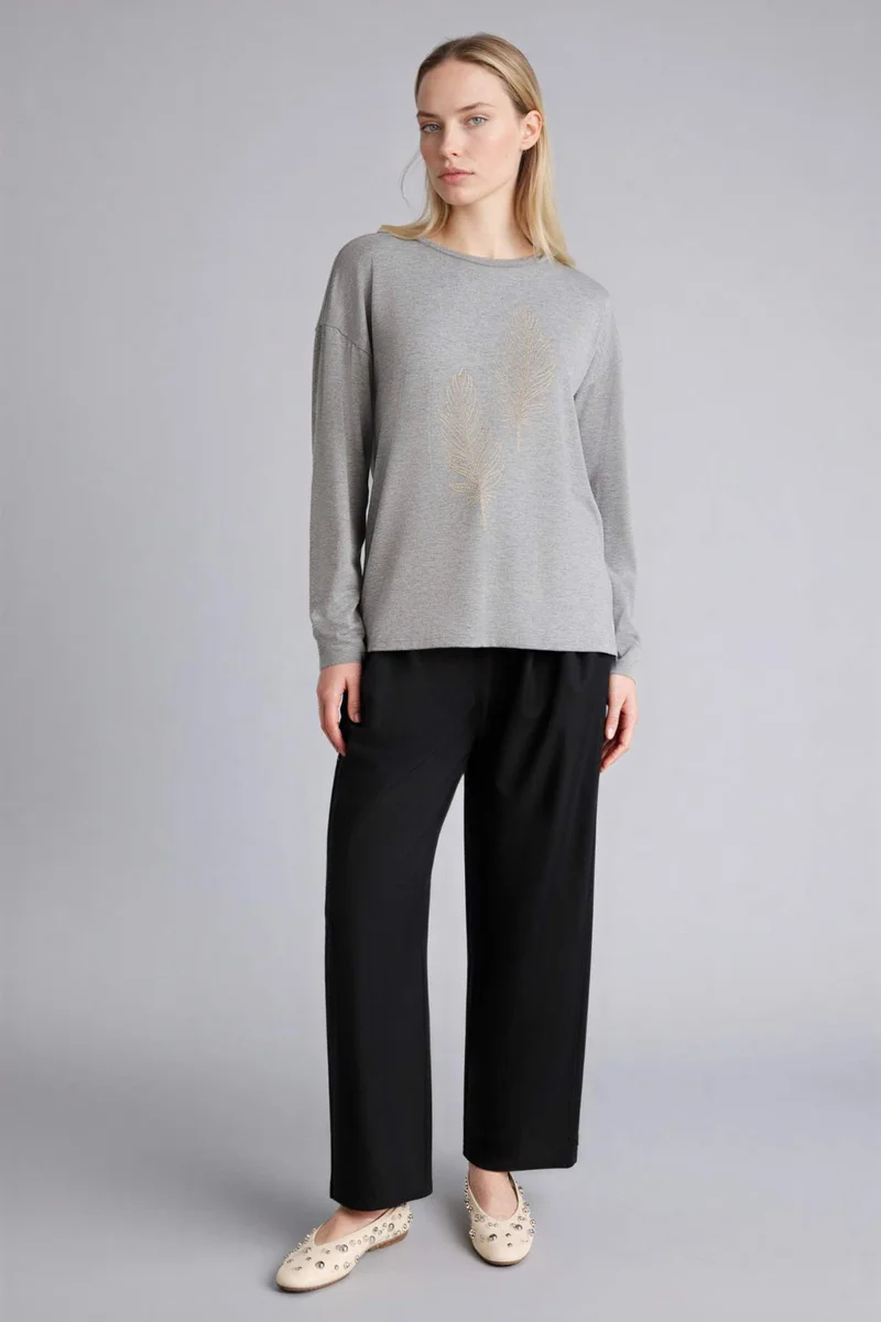 ديفاكتو Relax Fit Crew Neck Stone Print T-Shirt