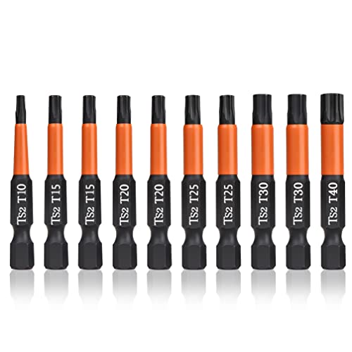BAIDETS Pro Screwdriver Bit Set - Screwdriver Torx 10 pieces, 50mm length, 1/4” Hex-Shank, with Storage Box - Image 1