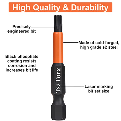BAIDETS Pro Screwdriver Bit Set - Screwdriver Torx 10 pieces, 50mm length, 1/4” Hex-Shank, with Storage Box - Image 3