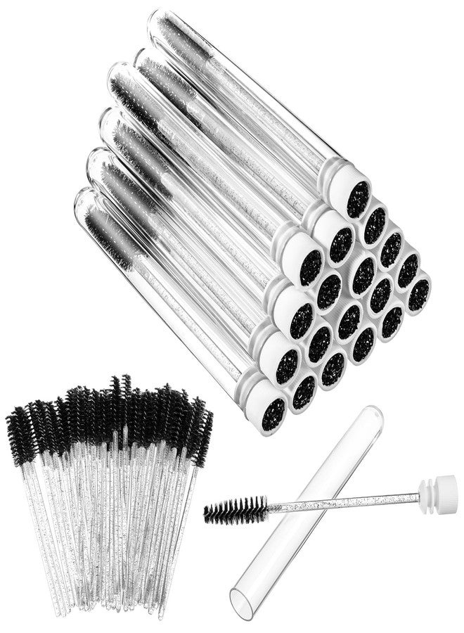 Eldraqth 70pcs Mascara Brushes Tubes Set Eyelash Brush Disposable Wands Applicator Replacement with 20 pcs Empty Tubes for Eyelash Extensions (Black) - Image 1