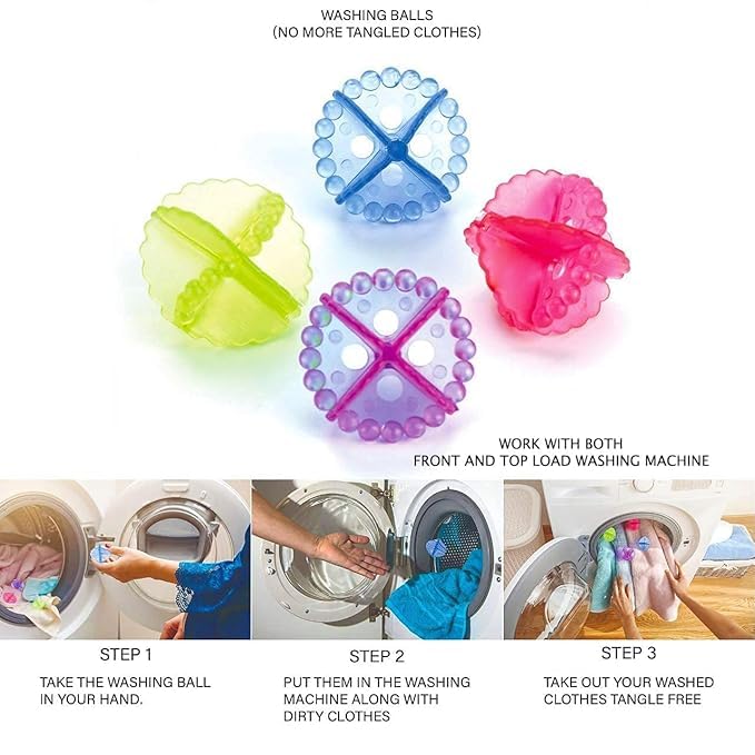 ViVed Reusable Laundry Washing BallsColorful Silicone Dryer BallsReusable Laundry Scrubbing Ball Set of 12 Assorted Colours - Image 2