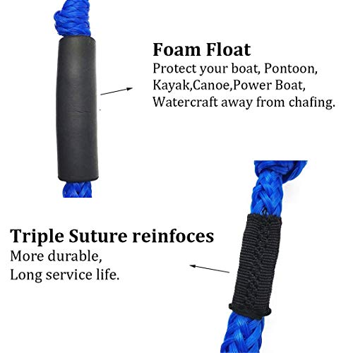 DockMoor 4 Pack Bungee Boat Dock Lines Boat Mooring Rope Boat Accessories Docking Lines for Kayak,Jet Ski,Pontoon,Canoe,Power Boat WaveRunner Blue - Image 2