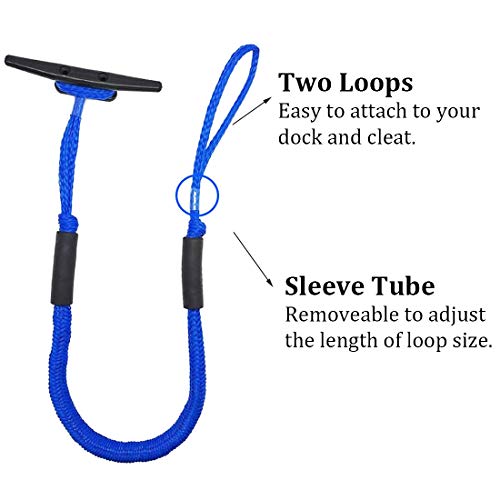 DockMoor 4 Pack Bungee Boat Dock Lines Boat Mooring Rope Boat Accessories Docking Lines for Kayak,Jet Ski,Pontoon,Canoe,Power Boat WaveRunner Blue - Image 3