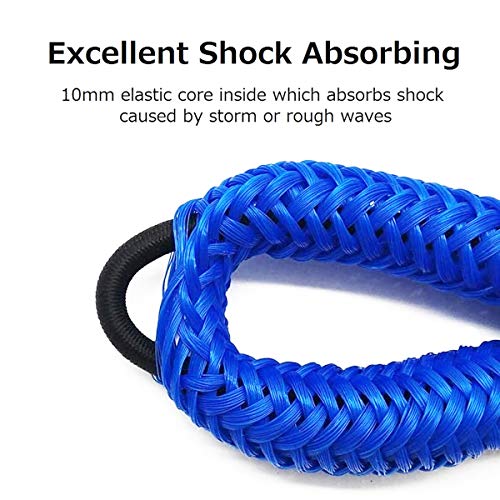 DockMoor 4 Pack Bungee Boat Dock Lines Boat Mooring Rope Boat Accessories Docking Lines for Kayak,Jet Ski,Pontoon,Canoe,Power Boat WaveRunner Blue - Image 4