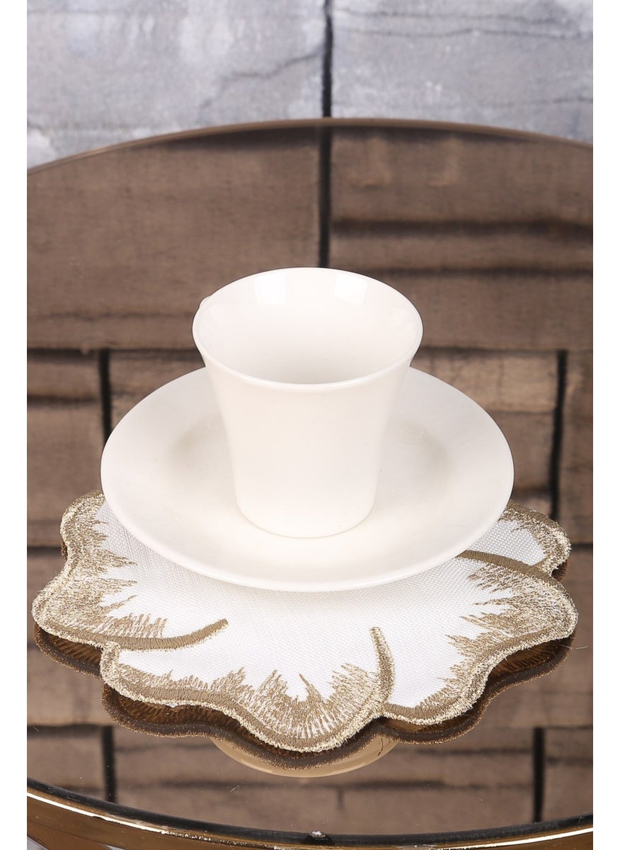Bonny Home Hawaii Gold 6-Piece Linen Coffee Side Cocktail Presentation Party Napkin Embroidered Presentation Napkin  - Image 2