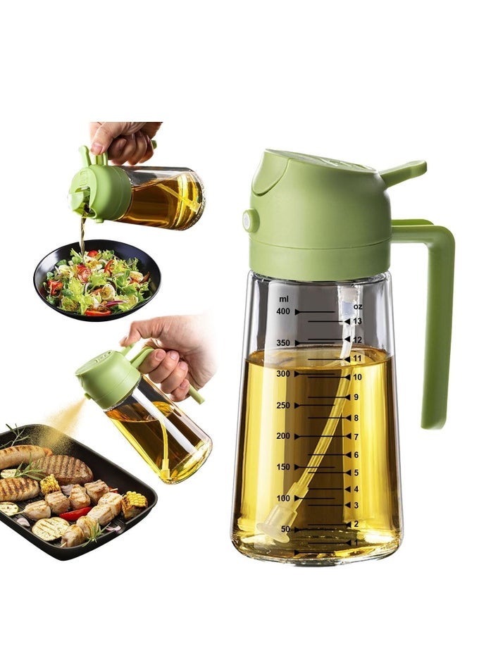 GLASS OLIVE OIL SPRAYER FOR COOKING, REFILLABLE 2 IN 1 OIL DISPENSER & MISTER BOTTLE, NON-AEROSOL FOOD GRADE SPRAY BOTTLE FOR AIR FRYER, BBQ, SALAD, FRYING, BAKING, GRILL & KITCHEN GADGETS |16OZ/470ML (MULTI-COLOUR)