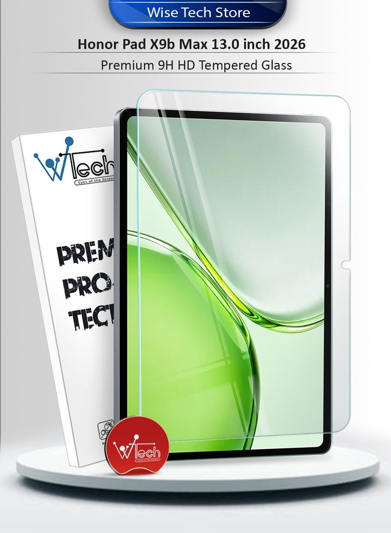 Wtech Honor Pad X9b Max 2026 (13.0 inch) Premium Series Curved Edges 9H HD Full Cover Tempered Glass Tablet Screen Protector (TSGPCN) - Clear - Image 1