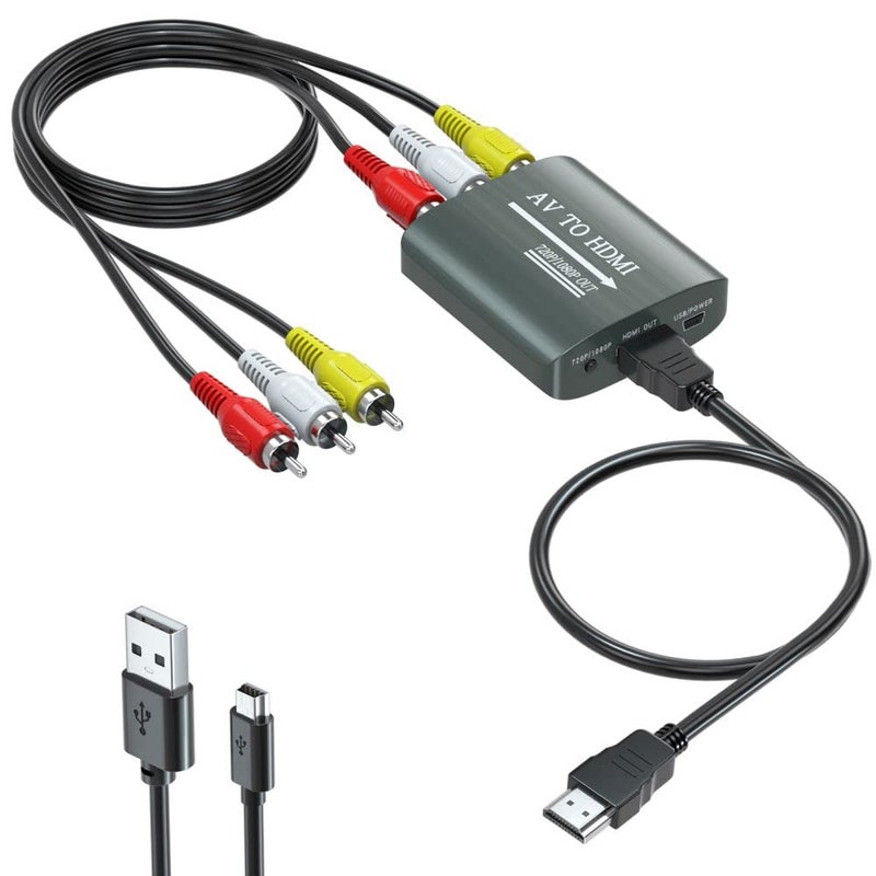 Setuact RCA to HDMI Converter,AV to HDMI for Xbox,PS One,PS2,PS3,N64,Wii,VCR,VHS,STB,Blue-Ray DVD Players,TV, Support 720p,1080p - Image 1