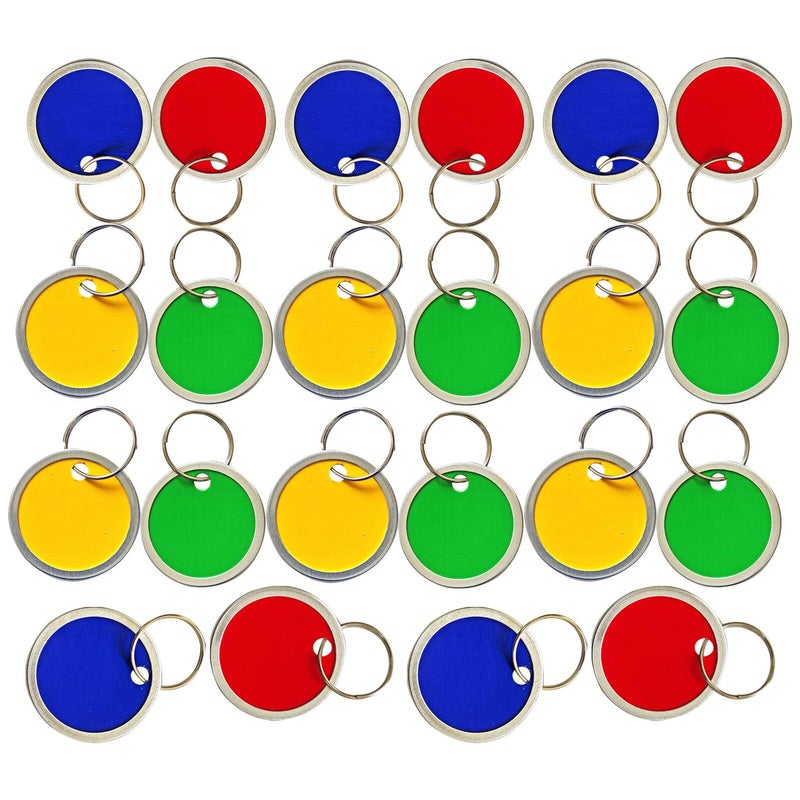 60 Pcs Round Metal Key Tags 31mm Blank ID Tags with Split Key Rings Color Coded Red Yellow Green Blue for Luggage Backpack Office Use - Image 2