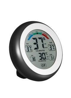 Loquat Digital Indoor Thermometer And Hygrometer Black/White/Grey 9x9x2.3centimeter  - Image 1
