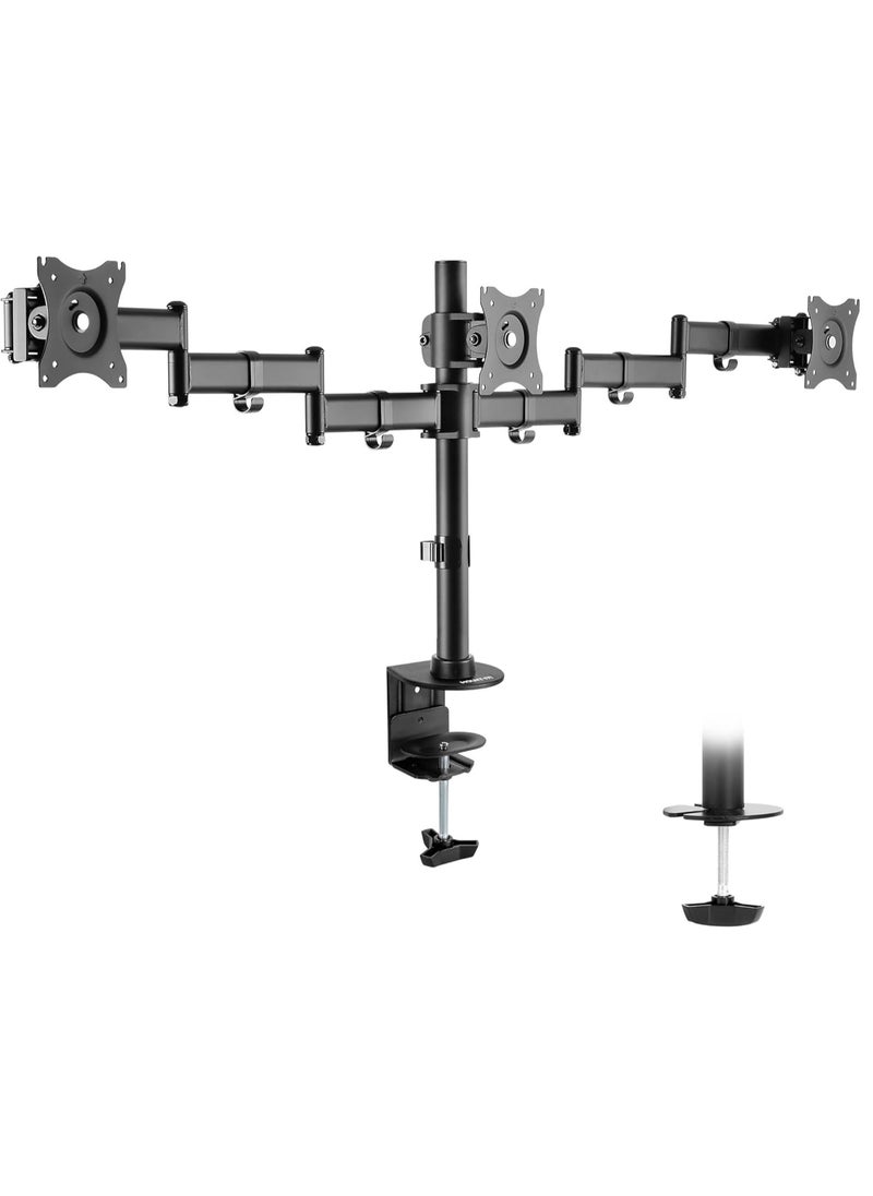 NEWSTAR NEWSTAR 91-LDT07C036 TRIPLE MONITORS, an ergonomic working position. It is designed to use with 13''-27'' monitors. The weight capability is 8kg/17.6Ibs for each arm.  - Image 1