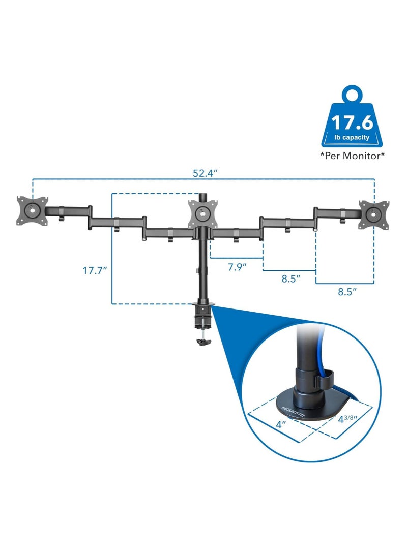 NEWSTAR NEWSTAR 91-LDT07C036 TRIPLE MONITORS, an ergonomic working position. It is designed to use with 13''-27'' monitors. The weight capability is 8kg/17.6Ibs for each arm.  - Image 3