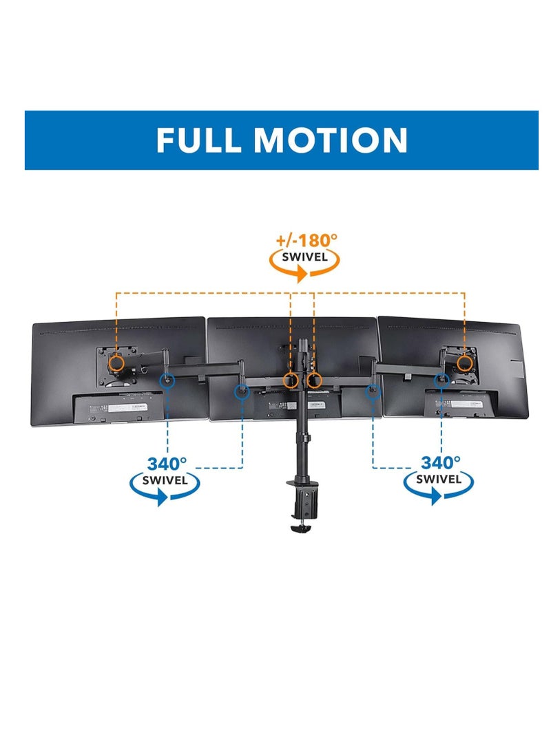 NEWSTAR NEWSTAR 91-LDT07C036 TRIPLE MONITORS, an ergonomic working position. It is designed to use with 13''-27'' monitors. The weight capability is 8kg/17.6Ibs for each arm.  - Image 4