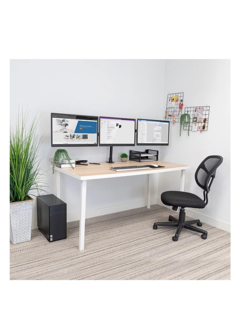 NEWSTAR 91-LDT07C036 TRIPLE MONITORS, an ergonomic working position. It is designed to use with 13''-27'' monitors. The weight capability is 8kg/17.6Ibs for each arm.
