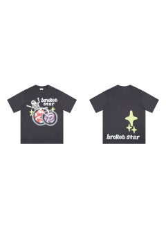 Broken Planet Cartoon Logo Cotton Tee 302 gray