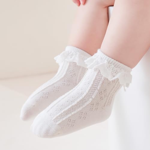 Zumou Toddler Lace Socks Girls Ruffle Eyelet Frilly Princess for Baby Little Kids(1-3T, A Assorteds 6 pairs) - Image 2