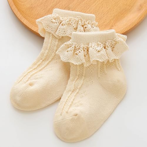 Zumou Toddler Lace Socks Girls Ruffle Eyelet Frilly Princess for Baby Little Kids(1-3T, A Assorteds 6 pairs) - Image 3