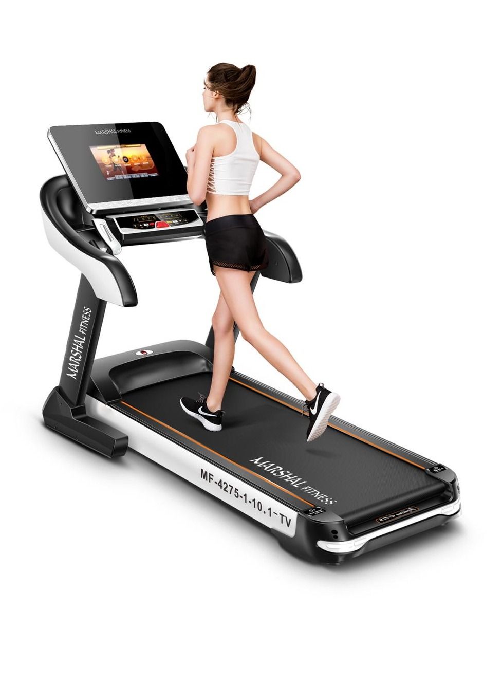 MF-4275-1-10.1-TV 10.1" Touch Screen Display Automatic Incline Low Noise 6 HP DC Motor Foldable Treadmill With Wifi Connectivity For Home Use