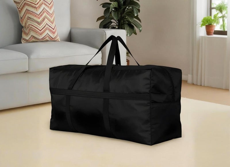 DoYiKe Extra Large Storage Duffle Bag with Zippers and Handles, Black Big Foldable Duffle Bag for Travel-130L - Image 5