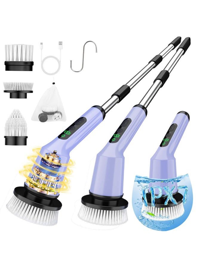 CTMAST Electric Spin Scrubber for Cleaning Bathroom, Shower Scrubber Cordless Cleaning Brush with IPX7 Waterproof & 2 Speed, 3 Brush Heads, Bathroom Cleaning Supplies for Shower Tub Tile Toilet Purple - Image 1