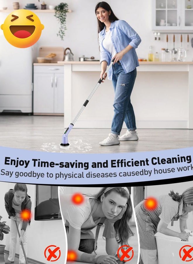 CTMAST Electric Spin Scrubber for Cleaning Bathroom, Shower Scrubber Cordless Cleaning Brush with IPX7 Waterproof & 2 Speed, 3 Brush Heads, Bathroom Cleaning Supplies for Shower Tub Tile Toilet Purple - Image 2