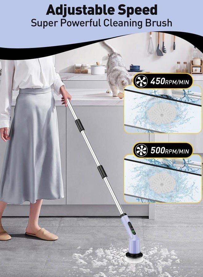 CTMAST Electric Spin Scrubber for Cleaning Bathroom, Shower Scrubber Cordless Cleaning Brush with IPX7 Waterproof & 2 Speed, 3 Brush Heads, Bathroom Cleaning Supplies for Shower Tub Tile Toilet Purple - Image 3