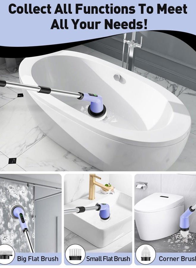 CTMAST Electric Spin Scrubber for Cleaning Bathroom, Shower Scrubber Cordless Cleaning Brush with IPX7 Waterproof & 2 Speed, 3 Brush Heads, Bathroom Cleaning Supplies for Shower Tub Tile Toilet Purple - Image 4
