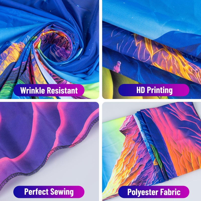Apdidl Blacklight Posters Space Mountain Tapestry for Bedroom, UV Reactive Sun Nature Forest Tapestries Wall Hanging, Colorful Starry Sky Sunrise Tapestry Aesthetic for Living Room Dorm (51" X 60") - Image 5