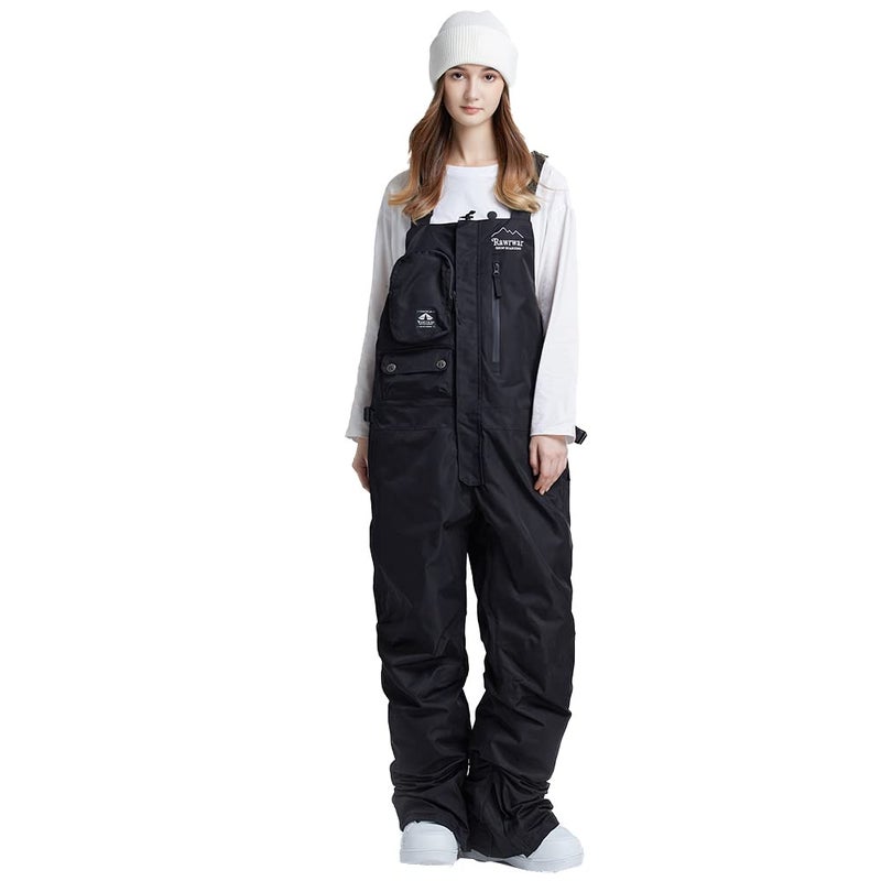 Women and Mens Ski Overalls Waterproof Snow Bibs Ski Pants Windproof Insulated Overalls Pants Outdoor Snowboard Pant BlackM