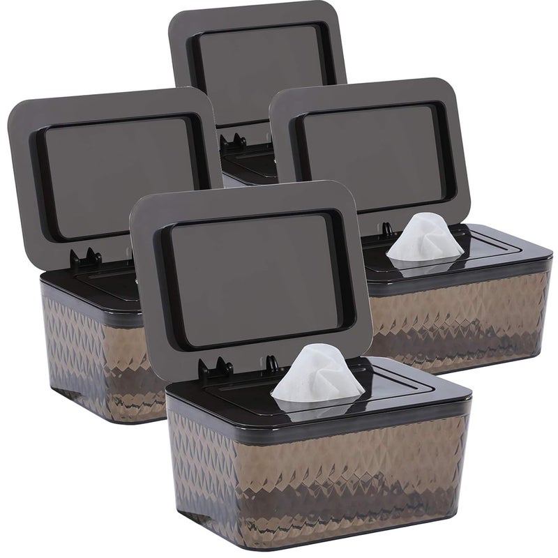 HSWT 4 Pack Wipes Dispenser Seal-Designed Wipe Dispenser Holder Wipes Case Box for Bathroom Keep Wipes Fresh, Dust-Proof & Non-Slip - Image 1