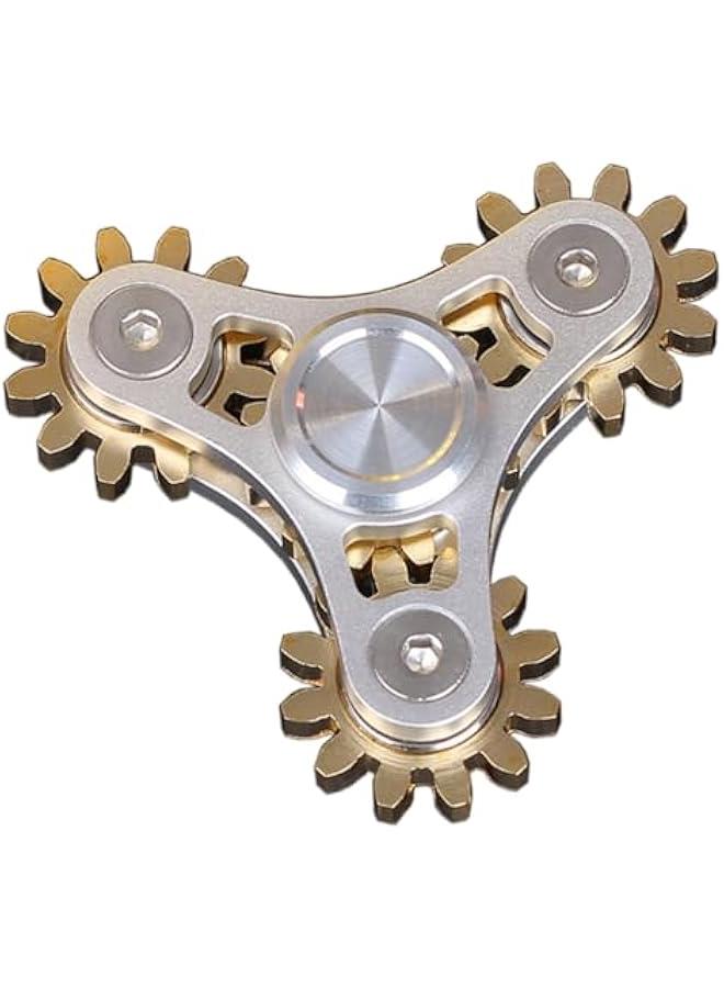 Arabest Pure Brass Fidget Spinner Gears Linkage Fidget Gyro Toy Metal DIY Hand Spinner Spins Long Time EDC Focus Meditation Break Bad Habits ADHD with Multiple Premium Bearings (Spinner 4 Gears White)  - Image 1