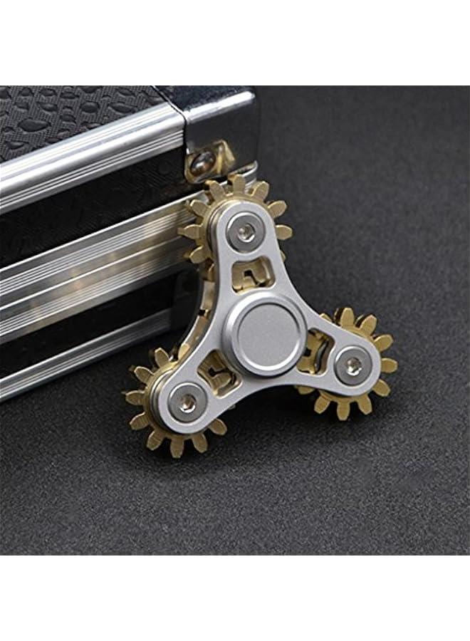 Arabest Pure Brass Fidget Spinner Gears Linkage Fidget Gyro Toy Metal DIY Hand Spinner Spins Long Time EDC Focus Meditation Break Bad Habits ADHD with Multiple Premium Bearings (Spinner 4 Gears White)  - Image 2