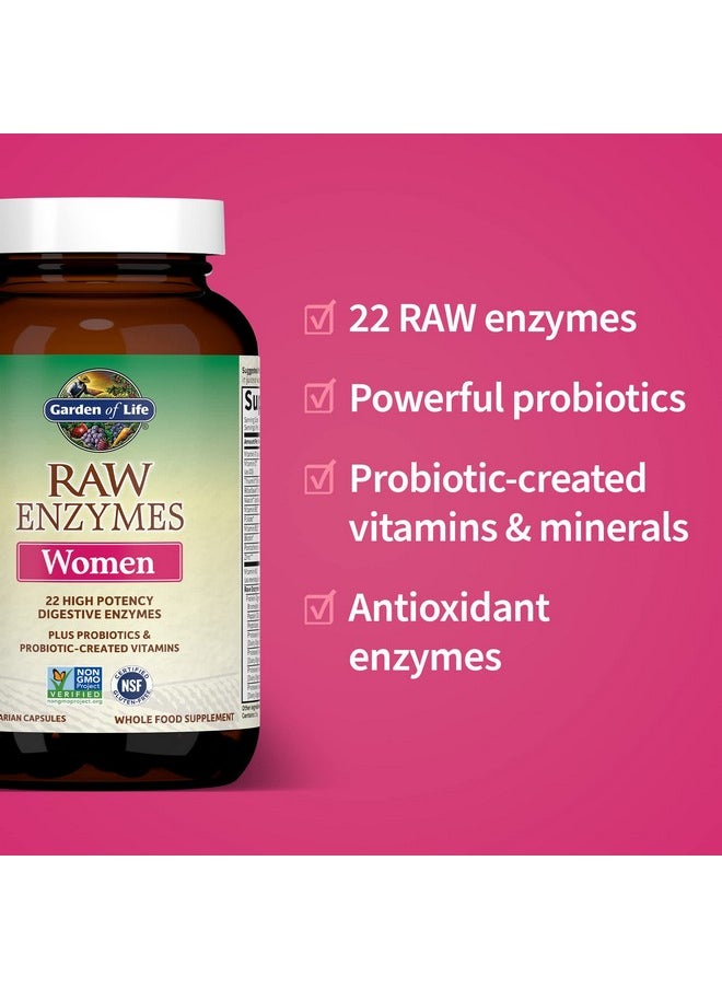 Garden of Life - Garden of Life 22 Digestive Enzymes for Women with Bromelain, Papain, Lipase & Lactase Plus Probiotics & Vitamins B12, Biotin & Zinc - RAW Enzymes - Non-GMO, Gluten-Free, Vegetarian, 90 Capsules - Image 1