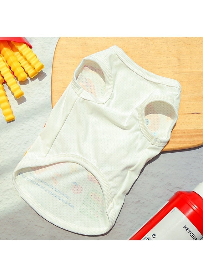 Cooling Ice-Silk Pet Clothes for Cats & Dogs, Burger & Fries Style, Trendy Design with Back Leash Connector, Size M - Image 3