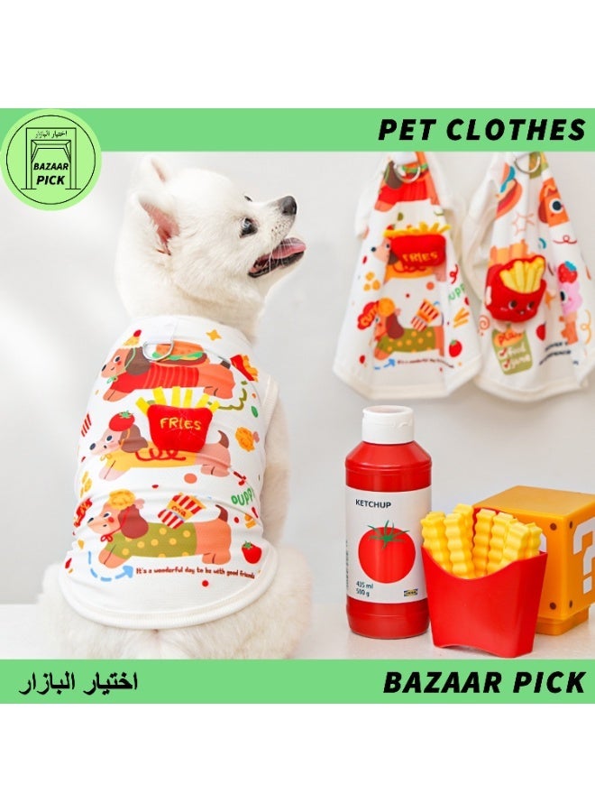 Pet Clothes Dog & Cat Vest - Breathable Dachshund Design with Leash Ring, Cute Cartoon Apparel, Size M - Image 3
