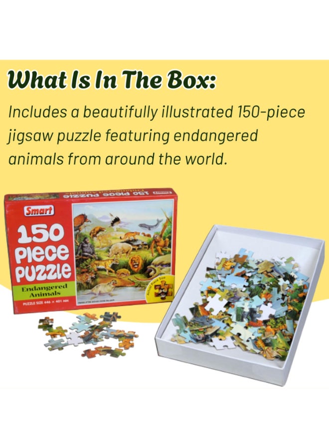 Creative's Smart Endangered Animals | Jigsaw Puzzles for Kids | Eye-Hand Coordination | Knowledge Game for Kids | Animal Jigsaw Puzzles | 150 Pieces Puzzles | Ages 6 & Up - Image 3