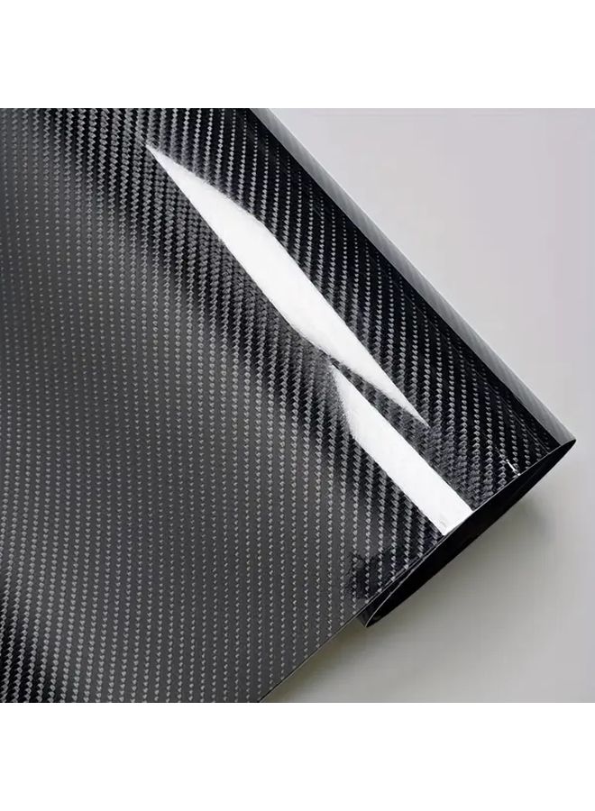 PET Black 7D Carbon Fiber Wrap Film 11 81x39 37in Glossy Finish Strong Adhesive - Image 2