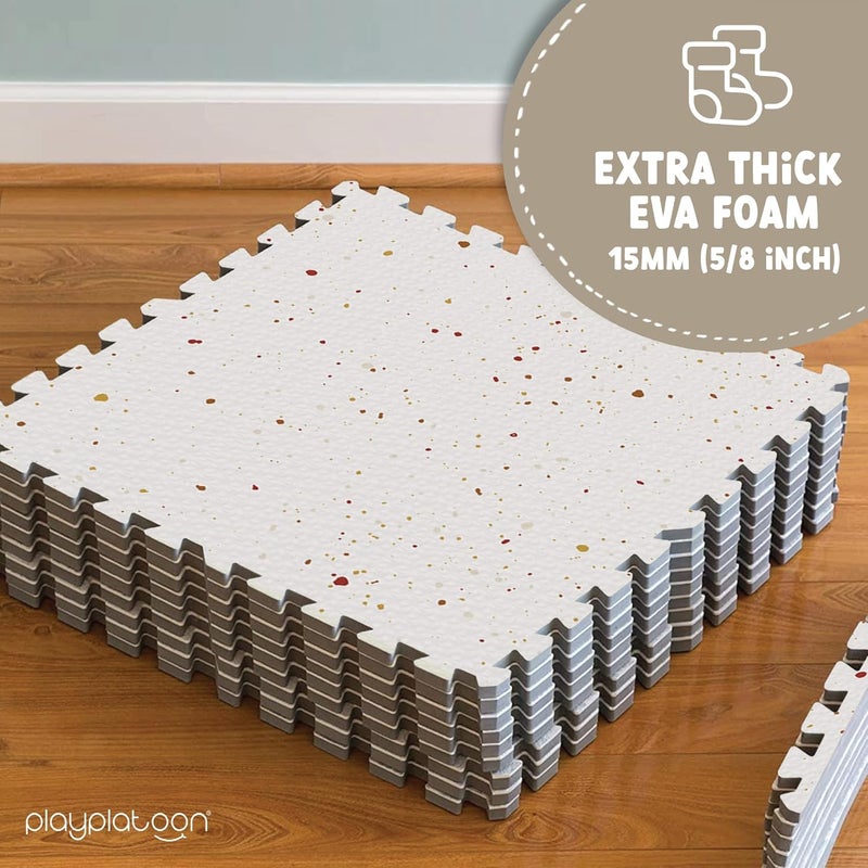 Play Platoon Non-Toxic Large Kids Mats for Floors, Extra-Thick Interlocking Tiles, 24 x 24 in. Puzzle Mat Pieces with Border, 9 Tile 72 x 72 inch, Neutral Playmat Rug for Toddlers & Children - Image 4