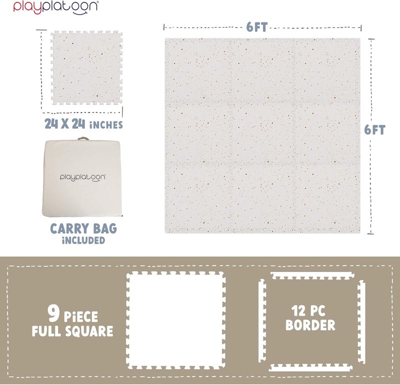 Play Platoon Non-Toxic Large Kids Mats for Floors, Extra-Thick Interlocking Tiles, 24 x 24 in. Puzzle Mat Pieces with Border, 9 Tile 72 x 72 inch, Neutral Playmat Rug for Toddlers & Children - Image 2