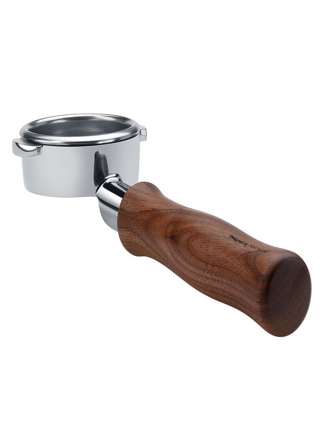 نورمكور حامل فلتر نورمكور مكشوف بقطر 58 مم، متوافق مع جميع ماكينات الإسبريسو المنزلية من لا مارزوكو، حامل فلتر إسبريسو بدون قاعدة مع سلة سعة 18 غرام، مقبض من خشب الجوز الأمريكي الأصلي - Image 2