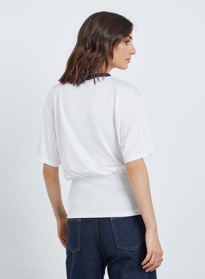 تايك تو تيشيرت بطبعة جرافيك بياقة متباينة - Image 4