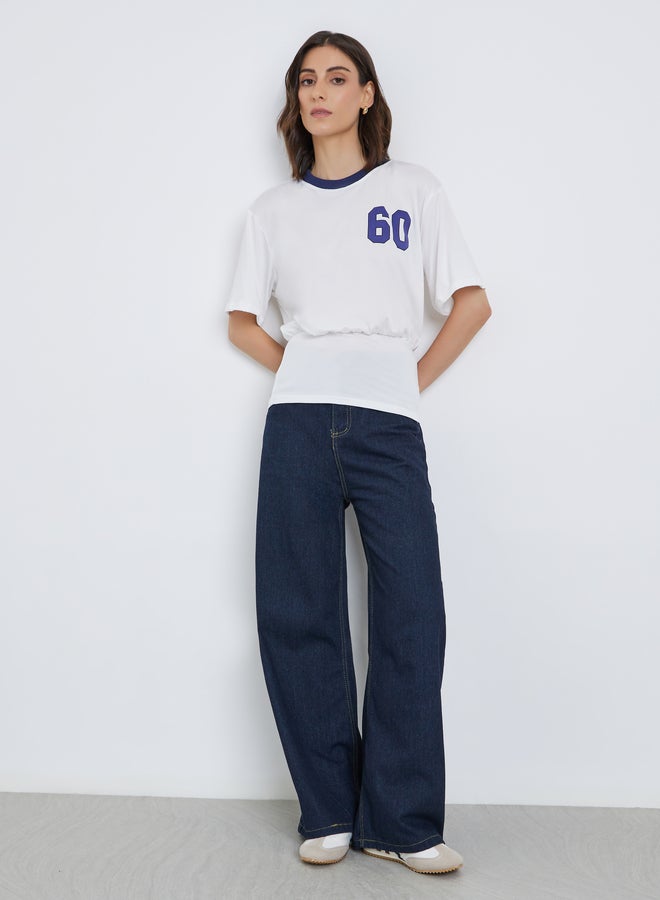 تايك تو تيشيرت بطبعة جرافيك بياقة متباينة - Image 2