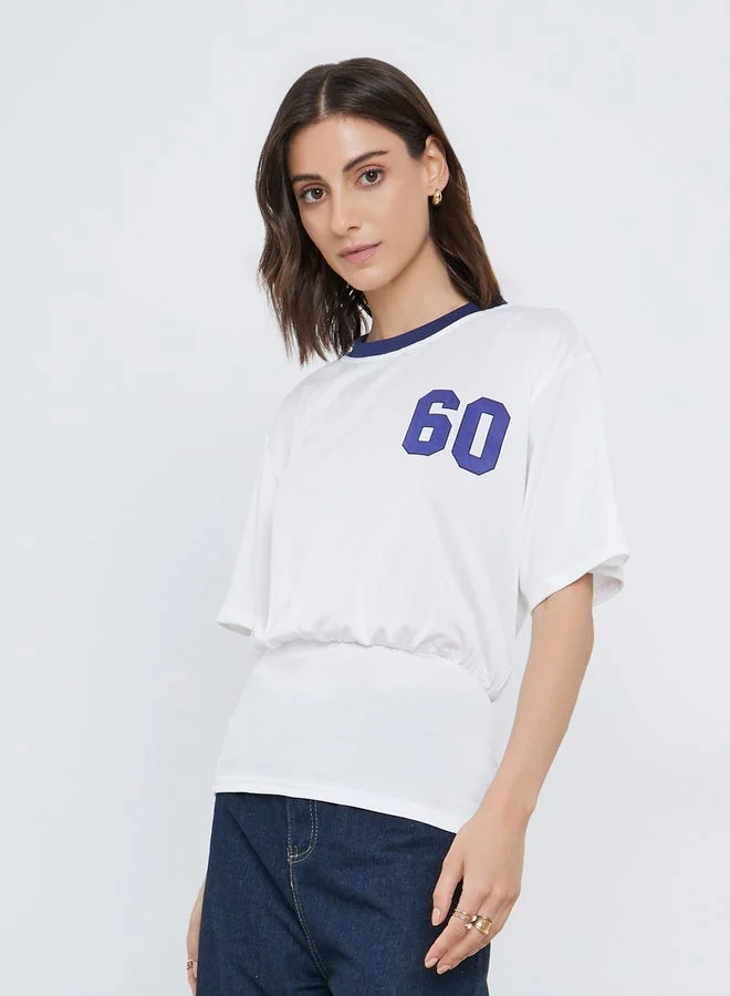Take Two Contrast Neck Trim Graphic Print T-Shirt