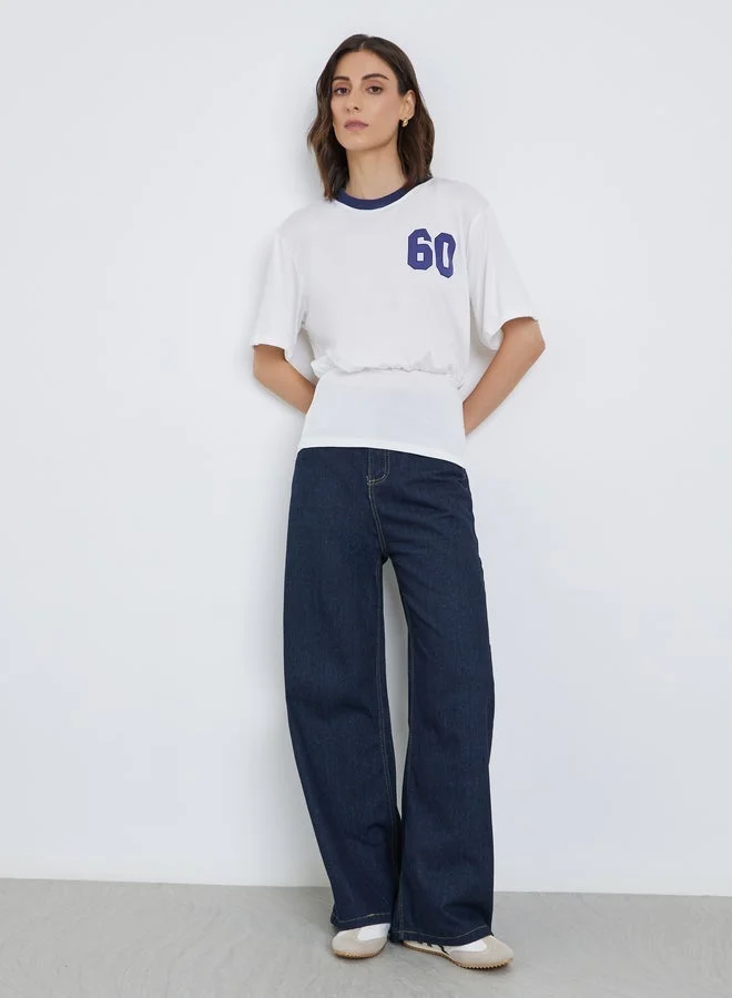 Take Two Contrast Neck Trim Graphic Print T-Shirt