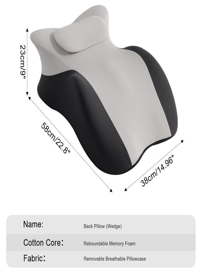SheRest Adjustable Headrest Reading Pillow for Bed Adults - Memory Foam Back Support Wedge for Acid Reflux, Snoring & Legs, Duplex Gray (22.8"x15"x9") - Image 2