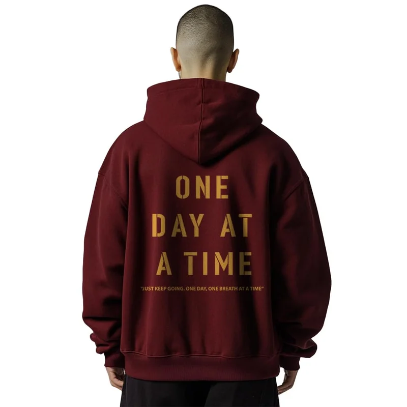 نوبيرو Maroon Oversized Hoodie for Men